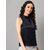 PURYS Women Dark Blue Solid Regular Top