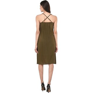 Affordable Women Purys Women Dark Green A Line Dress 2025 at ShopCircuit | ONDC