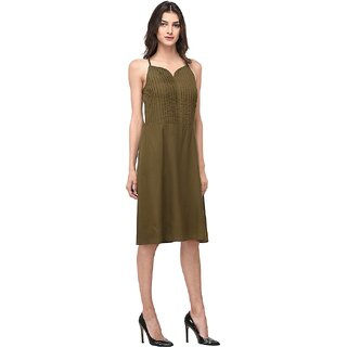 Affordable Women Purys Women Dark Green A Line Dress 2025 at ShopCircuit | ONDC