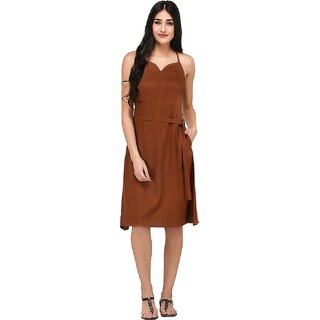                       Purys Women Brown Shift Dress                                              