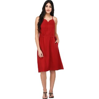                       Purys Women Maroon Shift Dress                                              