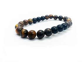Astroghar Black Onyx and Tiger Eye Crystals Stretch Bracelet