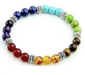 Astroghar All Seven Chakras Crystals Multi Color Crystal Stretch Bracelet for Men and Women Reiki Healing