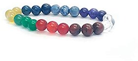 Astroghar Seven Chakras Crystals Multi Color Stretch Bracelet for Men and Women
