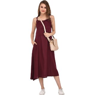 Trendy Women Purys Women Maroon A Line Dress 2025 at ShopCircuit | ONDC