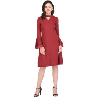Trendy Women Purys Women Maroon A Line Dress 2025 at ShopCircuit | ONDC