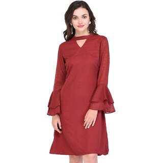 Trendy Women Purys Women Maroon A Line Dress 2025 at ShopCircuit | ONDC