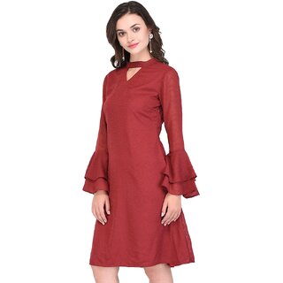 Trendy Women Purys Women Maroon A Line Dress 2025 at ShopCircuit | ONDC