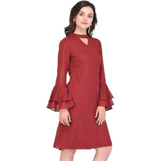 Trendy Women Purys Women Maroon A Line Dress 2025 at ShopCircuit | ONDC
