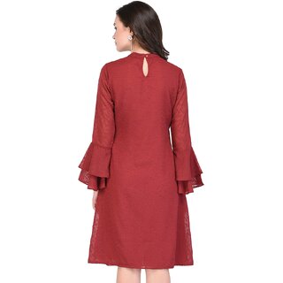 Trendy Women Purys Women Maroon A Line Dress 2025 at ShopCircuit | ONDC