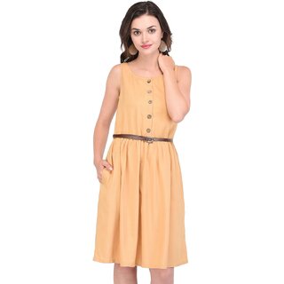 Modern Women Purys Women Yellow Fit & Flare Dress 2025 at ShopCircuit | ONDC