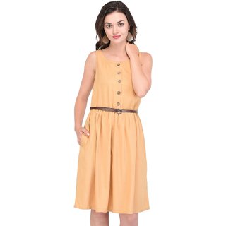 Modern Women Purys Women Yellow Fit & Flare Dress 2025 at ShopCircuit | ONDC