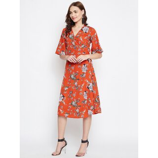 Latest Women Purys Women Orange Wrap Dress 2025 at ShopCircuit | ONDC