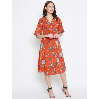 Latest Women Purys Women Orange Wrap Dress 2025 at ShopCircuit | ONDC