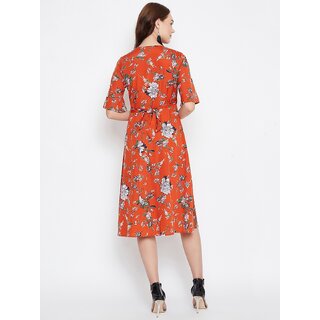Latest Women Purys Women Orange Wrap Dress 2025 at ShopCircuit | ONDC