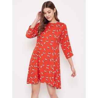 Purys Women Red A Line Dress