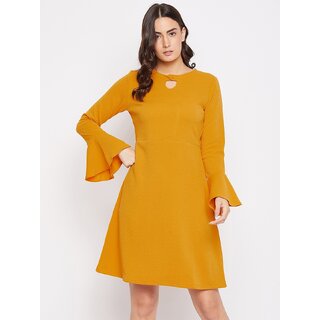                       Purys Women Yellow Fit & Flare Dress                                              