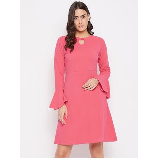                       Purys Women Pink Fit & Flare Dress                                              