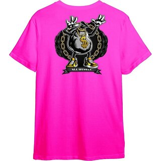 MARVK Men Solid Round Neck Pink T-Shirt