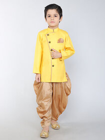 BBS Creation Boy's Festive  Party Angarkha With Dhoti Pant Set ( Yellow Pack of 1 )