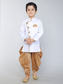 BBS Creation Boy's Festive  Party Angarkha With Dhoti Pant Set ( White Pack of 1 )
