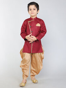 BBS Creation Boy's Festive  Party Angarkha With Dhoti Pant Set ( Maroon Pack of 1 )