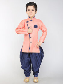 BBS Creation Boy's Festive  Party Angarkha With Dhoti Pant Set ( Pink Pack of 1 )