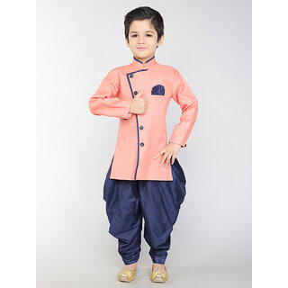 BBS Creation Boy's Festive  Party Angarkha With Dhoti Pant Set ( Pink Pack of 1 )