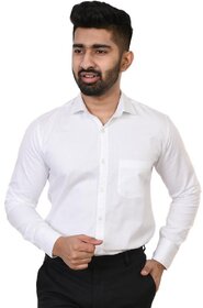 Baleshwar Men White Solid Regular Fit Formal Shirt