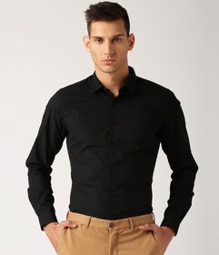 Baleshwar Men Black Solid Regular Fit Formal Shirt