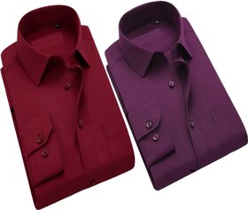 Baleshwar Men Maroon Solid Casual Shirt (Pack of Package net quantity )