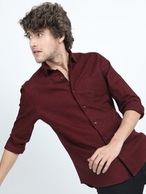 Baleshwar Men Maroon Solid Slim Fit Casual Shirt (Pack of Shirt)