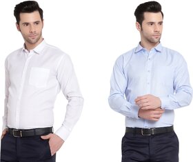 Baleshwar Men Blue Solid Formal Shirt (Pack of 2 )