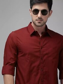 Baleshwar Men Maroon Solid Formal Shirt (Pack of 1 )
