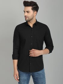 Baleshwar Men Black Solid Casual Shirt (Pack of 1 )