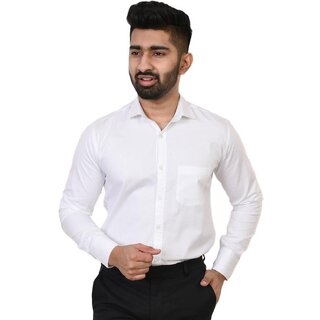 Baleshwar Men White Solid Regular Fit Formal Shirt