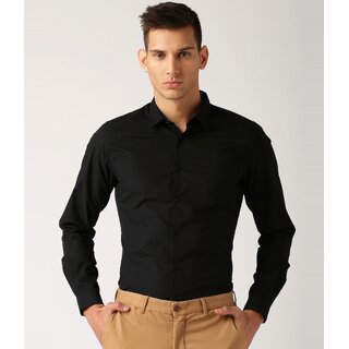                       Baleshwar Men Black Solid Regular Fit Formal Shirt                                              