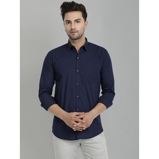 Baleshwar Men Dark Blue Solid Regular Fit Casual Shirt