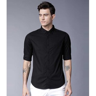                       Baleshwar Men Black Washed Regular Fit Casual Shirt                                              