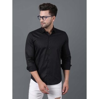                       Baleshwar Men Black Solid Slim Fit Casual Shirt                                              