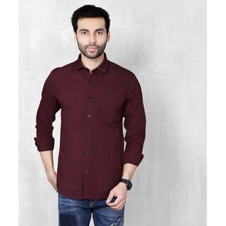 Baleshwar Men Maroon Solid Regular Fit Casual Shirt