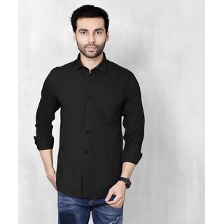                       Baleshwar Men Black Solid Regular Fit Casual Shirt                                              