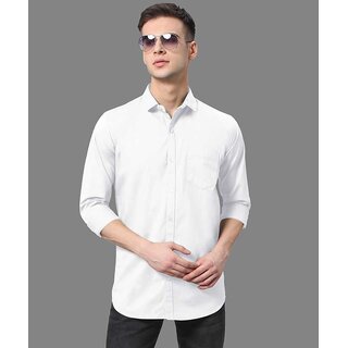                       Baleshwar Men White Solid Regular Fit Casual Shirt                                              