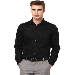                       Baleshwar Men Black Washed Regular Fit Formal Shirt                                              