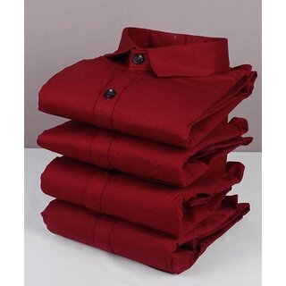                       Baleshwar Men Maroon Solid Casual Shirt (Pack of 1 )                                              