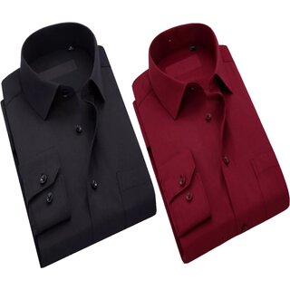                       Baleshwar Men Black Solid Casual Shirt (Pack of 2 )                                              