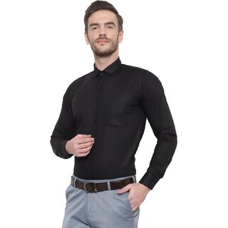                       Baleshwar Men Black Solid Slim Fit Formal Shirt                                              