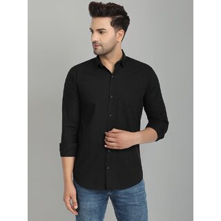                       Baleshwar Men Black Solid Regular Fit Casual Shirt                                              