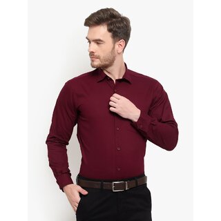                       Baleshwar Men Maroon Solid Slim Fit Casual Shirt                                              