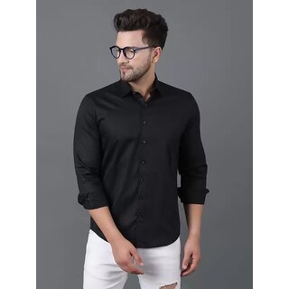                       Baleshwar Men Black Solid Regular Fit Casual Shirt                                              